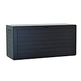 Prosperplast Woodebox Gartenbox Kissenbox Gartentruhe Verschließbar (280 Liter, Anthrazit)