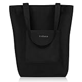 COTTARA® Jutebeutel schwarz – Hochwertige Stofftasche mit Reißverschluss, Frontfach und breitem Boden – Einkaufstasche lange Henkel – Ideal als Stoffbeutel, Tragetasche, Jutetasche, Shopper