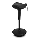 IWMH Ergonomischer Arbeitshocker, Hochverstellbare Stehhilfe, Atmungsaktiver Sitz-Steh-Hocker 360° Drehbar, Ergonomische Stehhocker Büro(Schwarz)
