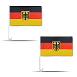 2er SET 'Auto Flagge' Fahne WM Länder Fußball Fan Farbe: Deutschland mit Wappen