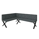 Eckbank Akiko Metal X - Eckbankgruppe für Ihrem Esszimmer, Küche modern, Sitzecke, Essecke. Perfekt für Küche, Büro und Rezeption. Solide und Starke Verarbeitung. (142x196-Links-Inari96)