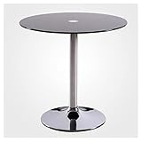 Moderner runder Esstisch mit Glasplatte, 60 cm, schwarz, stilvoller 2- und 4-Sitzer-Frühstücks-Bistrotisch mit Chromsockel.