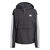 adidas Women's ESSENTIALS 3-STRIPES LIFESTYLE WOVEN WINDBREAKER, black/white, L
