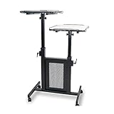 Mobile Doppel Projektor-Laptopwagen | Beamer-Ständer mit Rollen | Projektor-Ständer Rollbar | Beamertisch höhenverstellbar | Laptoptisch