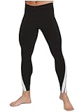 Agoky Herren Sport Leggings Lang Kompressionshose Laufhose Sporthose mit Pailletten Streifen Slim Fit Stretch Tights Fitness Pants Strumpfhose Pantyhose Weiß XL