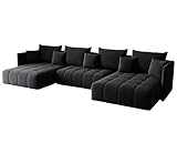 KP-Meble - U-Form Ecksofa Gona U mit Schlaffunktion – Großes Schlafsofa 346 × 188 cm – Sofa mit Bettkasten – T30-Schaumstoff – Automatik-Klappfunktion, leicht ausziehbar - Monolith 97 (Graphit)