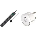 Brennenstuhl Steckdosenleiste 6-Fach mit Überspannungsschutz und 5m Kabel (Eco-Line Mehrfachsteckdose mit Schalter und erhöhtem Berührungsschutz) + Brennenstuhl USB C Steckdosenadapter