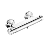 YOOZENA Duschthermostat Duscharmatur, Thermostat Dusche Mischbatterie mit 38 °C Sicherheitstaste, Dusche mit Temperatur und Durchflusseinstellun Chrom