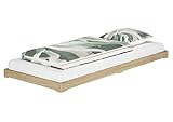 Erst-Holz®Futonbett platzsparend extra niedriges Einzelbett 100x200 Esche geölt V-60.47E-10ohne Zubehör