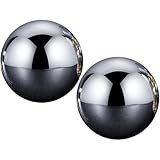 Toyvian 2 Stück Edelstahl Whisky Steine 38mm Verschleißfeste Geschmacksneutrale Eiswürfel Kugeln für Whisky Wein und Getränke Wiederverwendbare Metall Eisbällchen für Zuhause und Bar