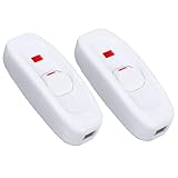 Powice 2X Zwischenschalter mit Rot Kontrollleuchte,10A Schnurschalter,Schalter 230v,Kabelschalter,Geeignet für 2 Adrige Netzkabel und Kleingeräte oder Leuchten Kippschalter,Weiß