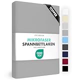 JACOBSON Spannbettlaken Topper 180x200-200x200, Premium Mikrofaser Spannbetttuch 160g/m², Bettlaken (Topper 180x200cm - 200x200cm, Grau)