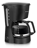 Emerio Filter Kaffeemaschine klein | 0.6L Glaskanne für bis zu 5 Tassen frischen Kaffee | herausnehmbarer Permanent-Filter | Anti-Tropf-Funktion | 40 Min. Auto-Off | 600 Watt | BPA frei | CME-116801