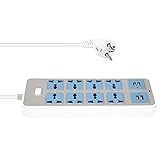 Losueeun Steckdosen Leiste mit 4 USB Buchsen, 3000 W Leistung, 8 Universal Steckdosen, 6,5-Fuß Power Kabel, EU Stecker