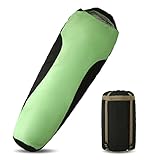 TEKAMON Schlafsack Sommer Outdoor, Camping und Trekking, Mumieschlafsack für 3-4 Jahreszeiten, 180g/㎡ Winterschlafsack, Kleines Packmaß & Ultraleicht Schlafsack,für Erwachsene grün 210 * 80 * 50cm