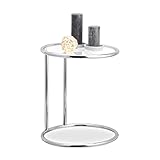 Relaxdays, Silber runder Beistelltisch, Metallgestell, Glasplatte, Wohnzimmertisch, Deko, Designer Tisch, HxD 53 x 45 cm, Standard 10024548