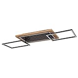 Globo Deckenleuchte schwarz Wohnzimmerlampe modern Holz Optik, LED Rahmen schwenkbar 3 Stufen Beleuchtung, Metall, LED 48W 2100lm 3000K, LxBxH 96x28x12 cm