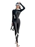 Neoprenanzug Neoprenanzug Frauen Schnorcheln Einteiliger Badeanzug Frontreißverschluss Rashguard Combinaison Surf Bademode Tauchanzug Beachwear(Black with White,5XL)