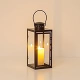 Staymoment Laterne Deko Schwarz für Draußen: 24 cm Windlicht klein Outdoor als Balkon Garten Deko modern Tischdeko Grablaterne Kerzenständer Beleuchtung