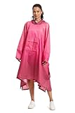 NUUR Regenponcho Damen Herren Unisex Regencape Regenmantel Regenjacke Festival Wasserdicht Hiking Cycling Outdoor 3in1 Mehrzweck Wiederverwendbar Rain Poncho mit Kapuze Gradient Rosa