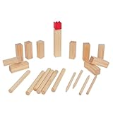 WOODENFUN Original Kubb Wikinger Spiel im Freien Outdoor Holz Schwedenschach mit Beutel Party Spiele für Kinder und Erwachsene