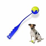 Ballwerfer für Hunde, Ballwerfer, Ballwerfer, Hundespielzeug, Ballwerfer mit Tennisball, Welpen, Haustierübung, langlebig, hohe Sprungkraft, Apportieren, Hundewerfer, Spieltraining, blau, 35 cm (1