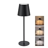 JACKYLED Tischlampe Kabellos, Wiederaufladbar mit 5000mAh Akku, 3 Höhen Verstellbar, 3 Farbtemperaturen Dimmbar, Tragbare LED-Wasserdichte Tischlampe für Esszimmer, Schlafzimmer, Außenbereiche