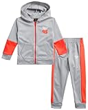 Reebok Kleinkind Jungen Jogger-Set – 2-teiliges Trikot-Trainingsanzug mit durchgehendem Reißverschluss – Jungen aktive Jacke & Jogginghose Spielbekleidungsset (12M-7), Mittelgrau, 12M US