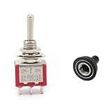 PIUHRKLEVD 1/2PCS MTS-202 Red 6MM Toggle Switch 6 PIN Switches 2/3 Position Latching Switch MTS-203 SPDT ON-Off -ON Waterproof Cap (MTS-203 with Cap,One Size)