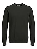 JACK & JONES Herren Jjebasic Knit Crew Neck Noos Pullover, Forest Night/Detail:Twisted with Black, L
