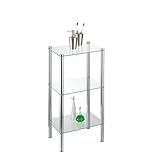 axentia Badezimmerregal Solanio in Silber, verchromtes Badregal, Standregal mit drei Glasböden , Maße: ca. 40 x 30 x 77 cm