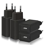 4 Pack 5W Ladegerät USB Netzteil Stecker Adapter, 1A/5V Ladestecker USB Steckdose Netzstecker Kompatibel mit iPhone Samsung Huawei Xiaomi Oppo (Schwarz)