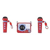 RiToEasysports Tragbare Karaoke-Maschine mit Zwei Kabellosen Mikrofonen, Ideal für Mädchen und Jungen, Kompaktes Design für Einfachen Transport (Blue)