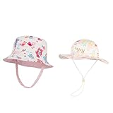 GEMVIE Sonnenmütze für Kinder, Sommer, Strand, Baumwolle, atmungsaktiv, Löwe, breite Krempe, Frühlingsmütze im Freien, Rosa x 2, 6-12 Monate