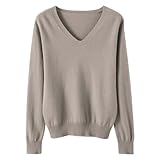 Wollpullover Damen Elegante Pullover Stehkragen/Rundhals Oversize Norweger Pullover Bequemer Pullover Stretch Sweater Pullover Curvy Warm Pullover Weich Casual T-Shirt Herbst Winter, grau, M