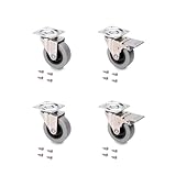 Emuca - Set aus 4 Lenkrollen für Möbel Ø50mm mit Anschraubplatte und Kugellager, schwenkrollen gummi aus grau Farbe