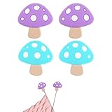 4 Stück Kleine Maschenstopper, Pilz-Stricknadelstopper Nadelstopfen aus Weichem Kieselgel Nadelspitzenschutz Nadelendkappen Stricknadel Schutzkappe Strickzubehör für Strickgeschenke (Lila+Blau)
