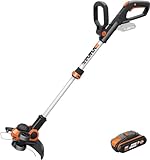 WORX 18V Akku Rasentrimmer, 2-in-1 Rasentrimmer mit 90° drehbarer Trimmerkopf, 30cm Schnittdurchmesser, Teleslopstiel, 2Ah Akku und Ladegerät