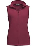 Outdoor Ventures Damen Fleece Weste Ultraleichte Polar Fleeceweste Dünne Outdoor Luafwesten für Frauen Ärmellos Jacke mit 4 Taschen Frühlings Herbst für Laufen Wandern Camping, Weinrot L
