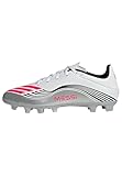 adidas Unisex F50 Messi Club Firm Ground/Multi Ground Football Boots, Cloud White/Lucid Red/Silver Metallic, 43 1/3 EU