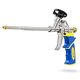 S&R Schaumpistole, Profi-Qualität Dosierpistole für Bauschaum Dosen, ergonomischer Griff, Teflon-beschichteter Dosen-Halter, präzise einstellbare Schaumabgabe, PU Bauschaumpistole für Pistolenschäume