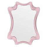 Funerom unregelmäßiger Wandspiegel Kleiner Wandspiegel gewellter Spiegel (Pink, 40 x 30 cm)
