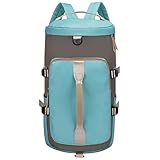 Sporttasche für Damen und Herren, multifunktionale Fitness-Reisetasche, Seesack, Wochenendtaschen, Reisen mit Schuhfach und Nassfach, wasserdichte Tragetaschen, Grau mit Blau, Größe, Turnbeutel
