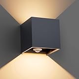 Klighten 12W Aussenlampe Außenwandleuchte mit Bewegungsmelder, Außenlampe mit bewegungsmelder Einstellbarer Lichtstrahl, Wandleuchte mit Bewegungsmelder Außen/Innen für Weg,IP65,2700K,Anthrazit