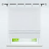 Delien Raffrollo mit Schlaufen Halbtransparente Vorhang Unifarbige Raffgardine Schlaufenrollo »Macaroon« Bändchenrollo Küche Kurzschals Fenster Gardine 1 St. BxH 100x140cm,Hellgrau