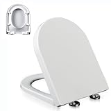 Giural Pp,02A,Toilettendeckel WC Sitz mit Absenkautomatik, Softclose Klodeckel, Toilettensitz mit Verstellbaren Scharnieren und Quick-Release-Funktion für Einfache Reinigung, D Form, Weiß