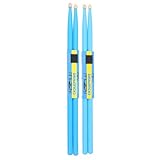 LIGHTAOTAO Holz Ahorn Drumsticks 2 Paar 5A Blaue Schlagzeug Sticks mit Runder Spitze für Schlagzeugfans und Perkussion