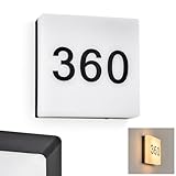 HOFSTEIN LED Außenwandleuchte Sneslev mit Dämmerunssensor, Außenwandlampe aus Metall/Kunststoff in Schwarz/Weiß, Wandleuchte für Garten, Außenfassade, Terrasse, Hof, LED Haunummernleuchte, IP44