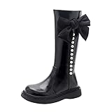 Regenstiefel für Mädchen, Größe 38, große Kinder, lange Stiefel, hohe Stiefel, Herbst und Winter, weiche Unterseite, Lederstiefel, Mädchenstiefel, Größe 38, Schwarz , 33 EU