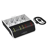 ANSMANN Akku Ladegerät NiMH für 4X AAA AA C D und 1x 9V, intelligentes Laden, USB-Eingang, Schnelladen, Entladefunkton, LED-Anzeige